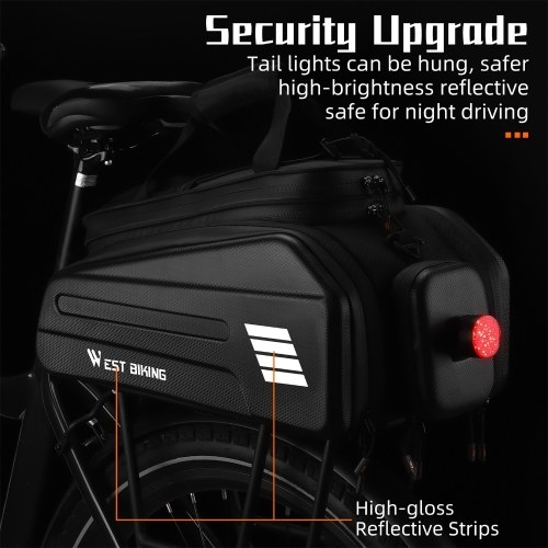 WEST BIKING E-Bike Rear Seat Bag Electric Bicycle Battery Bag Expandable Large Capacity Bicycle Rack Seats Bag Waterproof Cycling Bag 