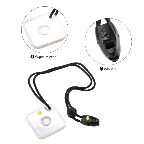 

Heliograph Signal Mirror with Whistle Emergency Survival Tool
