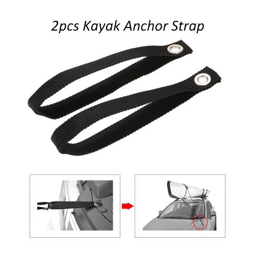 

One Pair Anchor Straps 2 Loops Under Hood Kayak Canoe Boat Tie Down Black