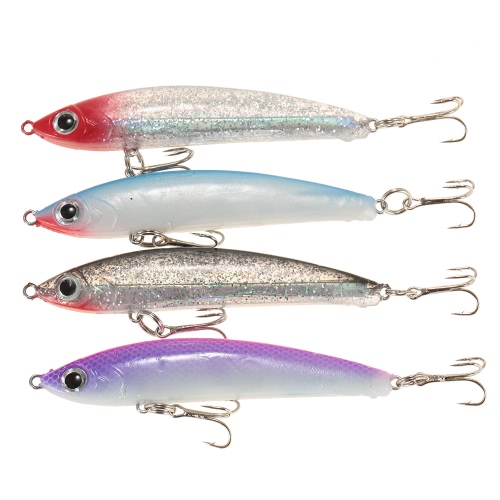 Lixada 4pcs 85mm / 14g 3D Eyes Duração durável isca longa Casting Lure