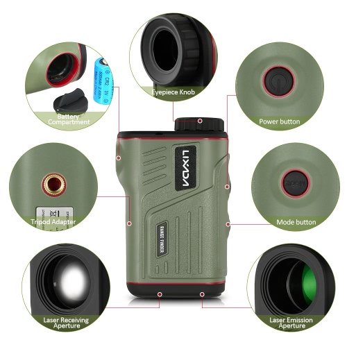 Lixada Outdoor Compact 6X22 Laser Rangefinder 600m Golf Range Finder Hunting Monocular Telescope Distance Meter Speed Tester