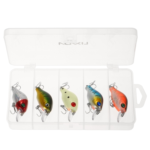 

Lixada 5PCS 7G Fishing Lure Kit Crank Floating Lure Crankbait with Fishing Tackle Box