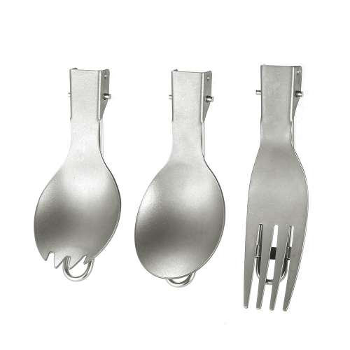 

3PCS Titanium Flatware Kit Карманная вилка Spoon Spork Tableware Set Домашняя кухня Кемпинг Пикник Пешие прогулки Путешествия Набор столовых приборов