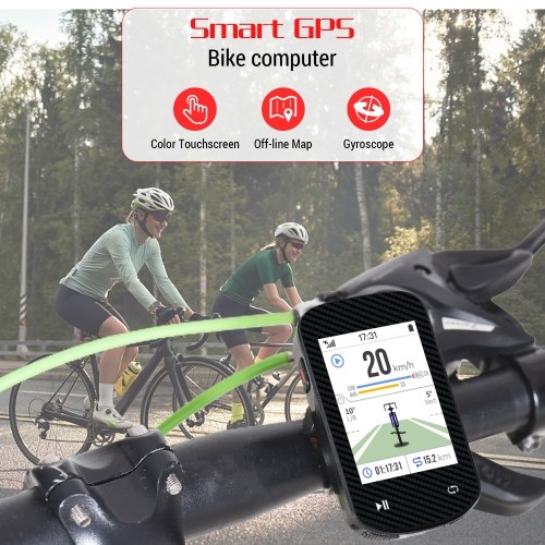 2.4-inch Color Touchscreen GPS Bike Computer ANT+ Sensor & BT Wireless IPX7 Waterproof BDS GLONASS with Offline Maps Gyroscope 24-Hour Battery Life 