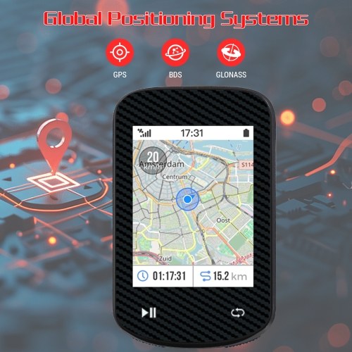 2.4-inch Color Touchscreen GPS Bike Computer ANT+ Sensor & BT Wireless IPX7 Waterproof BDS GLONASS with Offline Maps Gyroscope 24-Hour Battery Life 