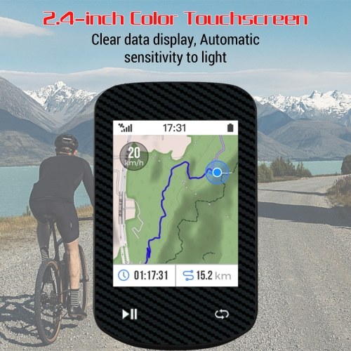 2.4-inch Color Touchscreen GPS Bike Computer ANT+ Sensor & BT Wireless IPX7 Waterproof BDS GLONASS with Offline Maps Gyroscope 24-Hour Battery Life 
