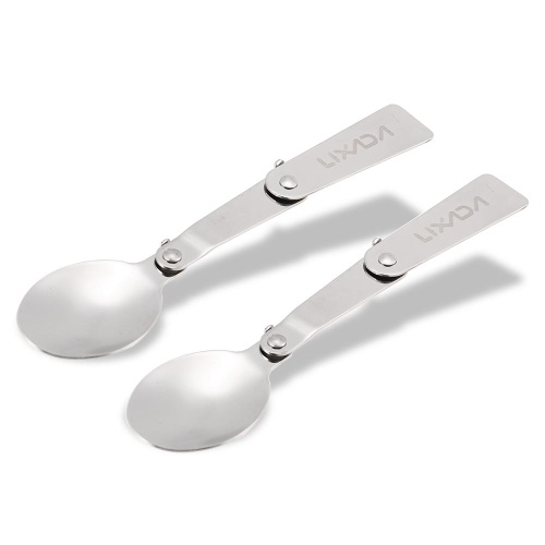 Lixada Pack of 2 Outdoor Foldable Stainless Steel Spoon