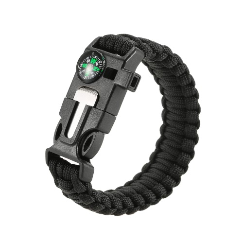 Lixada 3PCS 5-In-1 Outdoor Paracord Survival Kit Including Compass Fire Starter Emergency Knife Whistle