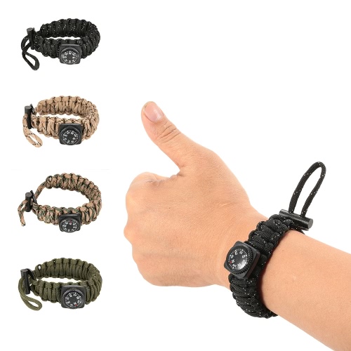 

Lixada 19PCS Paracord Bracelet with Outdoor Survival Gear Kit Fire Starter Compass