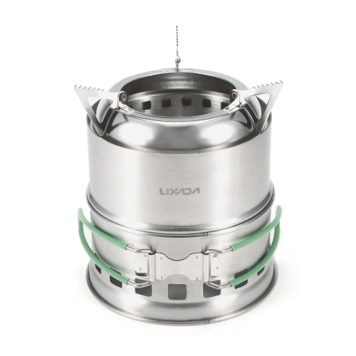 Lixada Folding Stainless Steel Camping Stove Portable Outdoor Wood Burning Stove with Foldable Handles and Alcohol Tray for Camping Hiking Backpacking Picnic BBQ