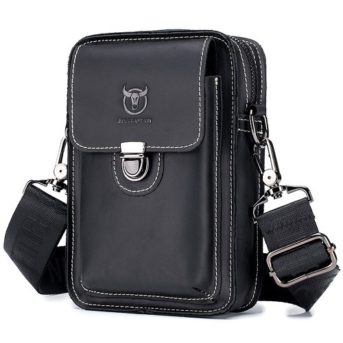

Men Leather Belt Bag Travel Messenger Crossbody Cell Phone Purse Wallet