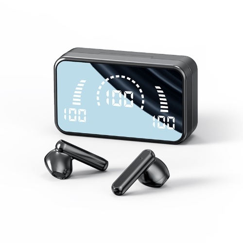

S20 Potable Mirror Surface Headphones Battery Display Earphone BT Earphones 5.2 Wireless Headset Sports Earbud with Charging Box