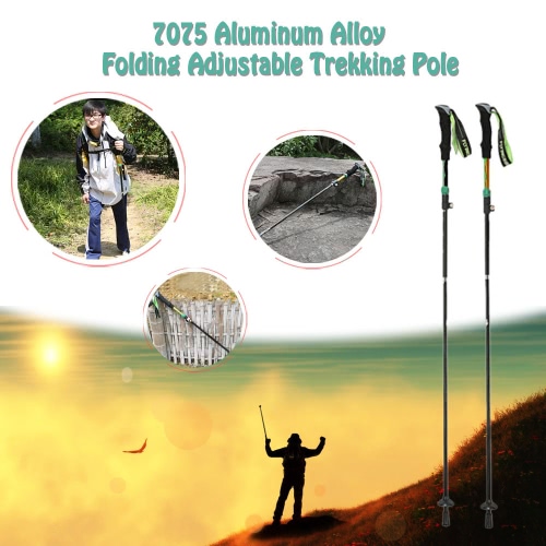 

7075 Aluminum Alloy Folding Adjustable Telescopic Hiking Walking Stick Trekking Pole with External Level Lock