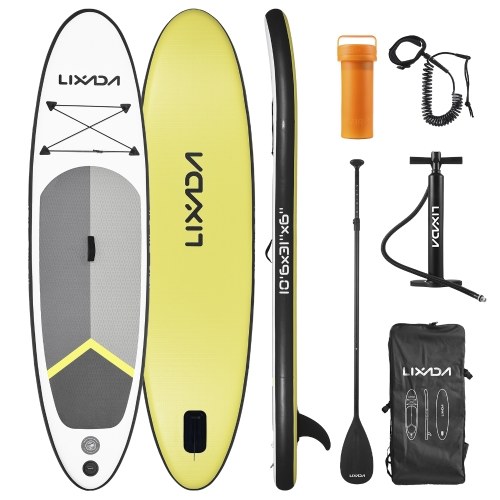 

Lixada 3.2M Inflatable Paddle Board Stand Up for Adult 6 Inch Thick SUP Paddleboard Water Sport Surf Set with Adjustable Paddle Pump Travel Backpack