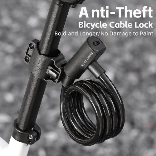 Portable Bicycle Safety Lock Steel Cable Lock AntiTheft Elasticity Lock Road Bike Steel Wire Lock Cycling Lock 