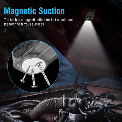 Portable LED Flashlight with 365nm UV Light Multifunctional Keychain Flashlight Magnetic Work Light with Multiple Lighting Modes Support Beeping Alarm 