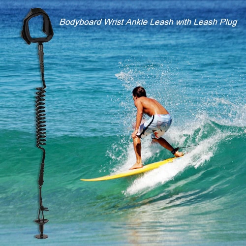 Surfing Coiled Cord Body Board Bodyboarding Wrist Ankle Leash with Leash Plug