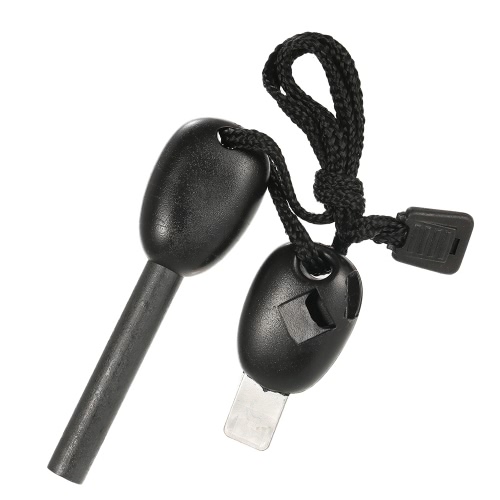 

Outdoor Fire Starter Lighter Flint with Emergency Whistle Survival Kit Portable Camping Tool
