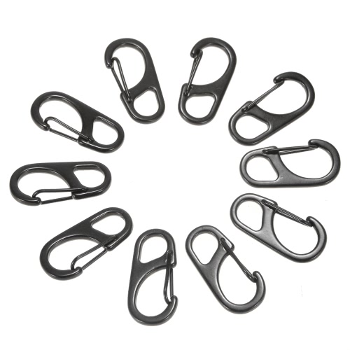 10PCS D Shape Buckle Portable Outdoor Stainless Steel Hook Keychain Key Ring Tool