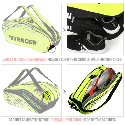 

9 Racquet Bag Badminton Tennis Racket Bag Backpack Racket Storage Bag Holder