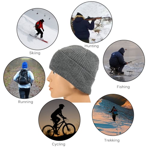 

Pure Color Striped Warm Knitting Wool Beanie Outdoor Riding Unisex Knitted Hat