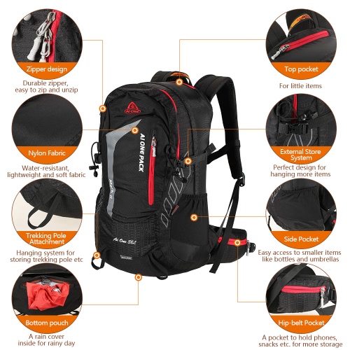 

38L Outdoor Sports Backpack Traveling Hiking Camping Trekking Backpack Internal Frame Bag with Rain Cover