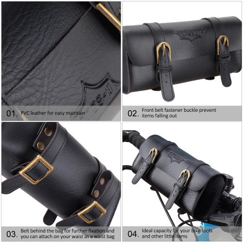 New YA237 Retro Leather 1.2L Bike Front Handlebar Bag