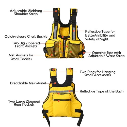 

Lixada Multi Pockets Fishing Life Jacket Vest Sailing Kayaking Boating Jacket Waistcoat lbs