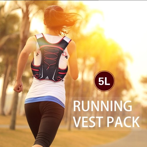 

5L Multi Pocket Outdoor Reflective Running Vest Backpack Insulted Hydration Vest Pack Bag Marathon Jogging Hiking Cycling Backpack