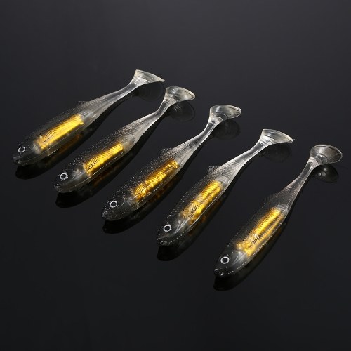 

5PCS 9cm 7g Fishing Soft Lure T Tail 3D Eyes Lifelike Soft Plastic Swimbait Fish Lure