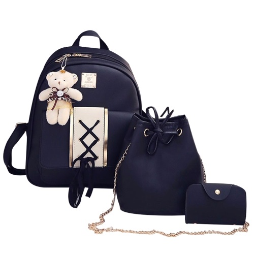 

3Pcs / Set рюкзак Женщины Мода Дерево Зерновой Медведь Висячие Орнамент школы Сумки для девочек Симпатичные Рюкзак Сумка Сумка