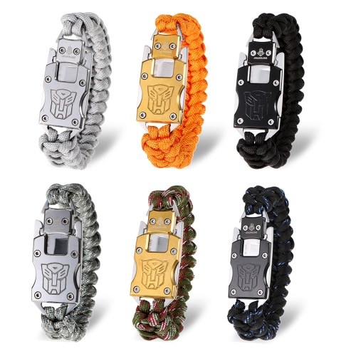 

Наружный браслет для выживания Paracord Bracelet Hiking Traveling Exploration Camping Survival Gear Kit Чрезвычайная парашютная веревка с резаком