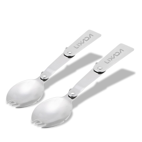 Lixada Pack de 2 cuillères en acier inoxydable pliables pour l'extérieur