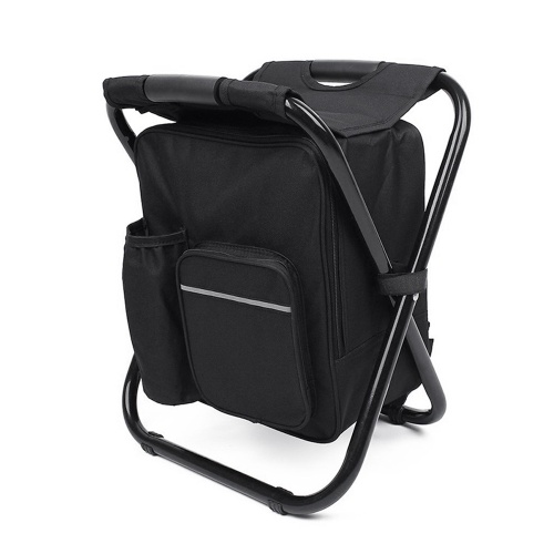 

Outdoor Folding Stool Portable Backpack Chair Stool with Insulated Cooler Bag