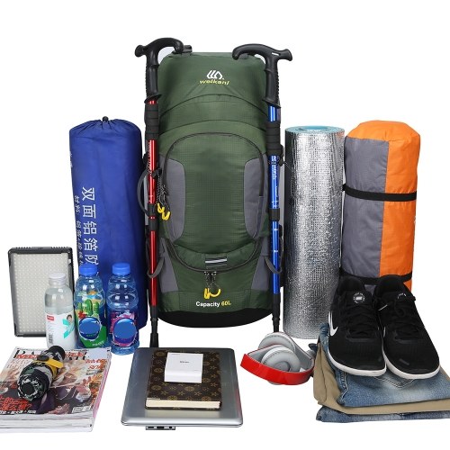 60L Waterproof Hiking Backpack Camping Mountain Climbing Cycling Backpack with Rain Cover 