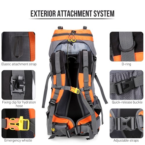 60L Waterproof Hiking Backpack Camping Mountain Climbing Cycling Backpack with Rain Cover 