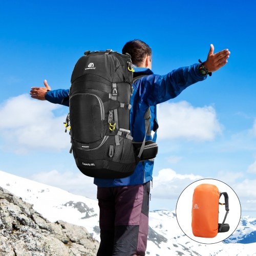 60L Waterproof Hiking Backpack Camping Mountain Climbing Cycling Backpack with Rain Cover 