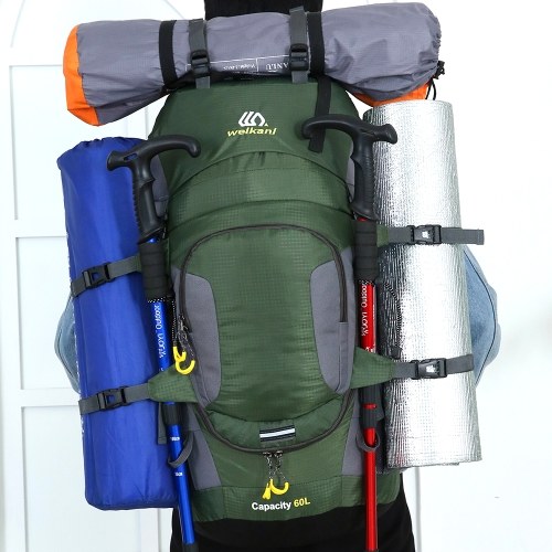 60L Waterproof Hiking Backpack Camping Mountain Climbing Cycling Backpack with Rain Cover 