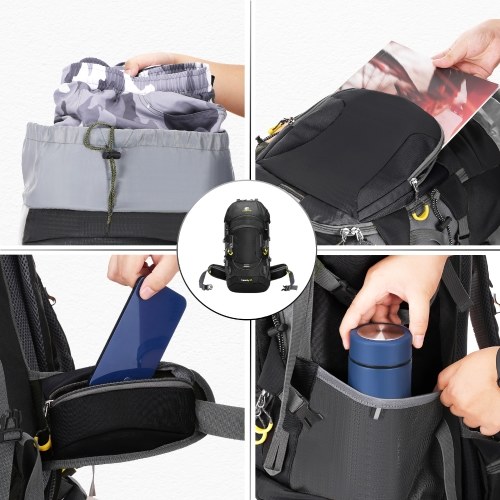 60L Waterproof Hiking Backpack Camping Mountain Climbing Cycling Backpack with Rain Cover 