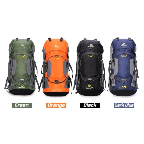 60L Waterproof Hiking Backpack Camping Mountain Climbing Cycling Backpack with Rain Cover 
