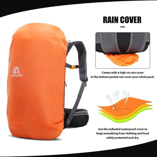 60L Waterproof Hiking Backpack Camping Mountain Climbing Cycling Backpack with Rain Cover 