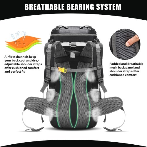 60L Waterproof Hiking Backpack Camping Mountain Climbing Cycling Backpack with Rain Cover 