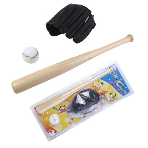 Baseballbälle Set Baseballschläger + Baseball + Baseballhandschuhe 24in Holz Baseballschläger 10,5in PVC Baseballhandschuh Baseball Kit für Jugendkinder