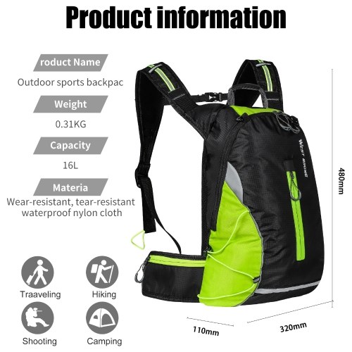 WEST BIKING 16L Cycling Knapsack Mountain Bike Bag Outdoor Backpack Leisure Light Travel Bag Riding Equipment