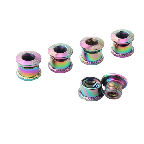 5PCS Bicycle Nail Plate Dental Plate Screws Road Bike Disc Screw Steel Crankset Screw Electroplated Colorful Tooth Disc Screw