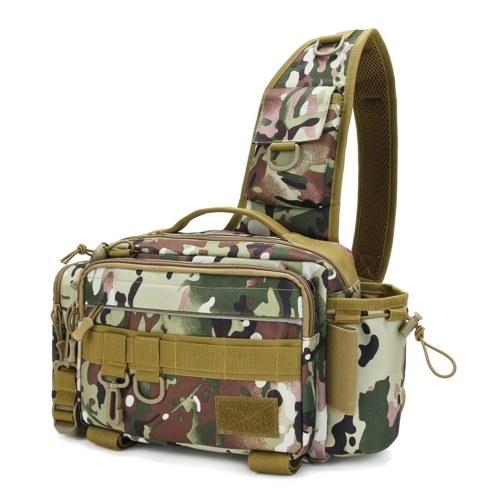 Multifunctional Fishing Tackle Bag Outdoor Water-resistant Fishing Sling Pack Waist Bag Reel Lure Storage Organizer Bag