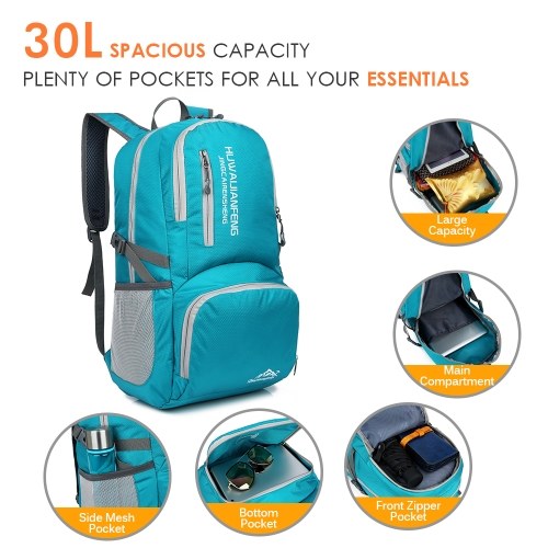 

30L Ultralight Handy Travel Backpack Water Resistant Backpack Hiking Daypack Lightweight Foldable Bag for Camping Outdoor Travel Cycling