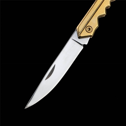 

Outdoor Camping Cutter Portable Survival Pocket Opening Tactical Folding Blade Multifunctional Key Shaped Cutters Chain Ring Mini Sword Gift Fruit Peeler (Silver+black)