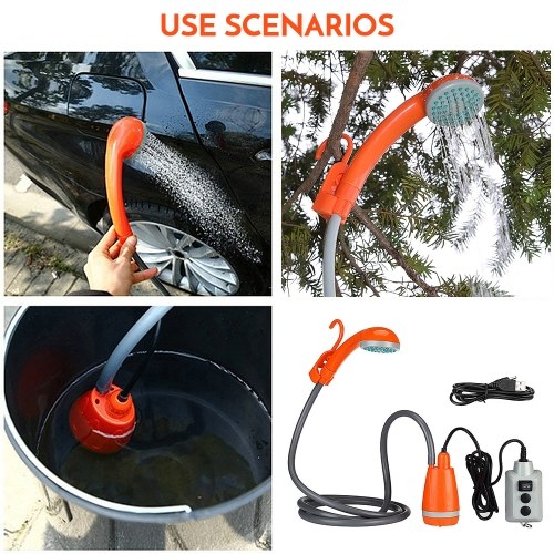 Portable Camping Shower Outdoor Camping Shower Pump Rechargeable Shower Head for Camping Hiking Traveling 