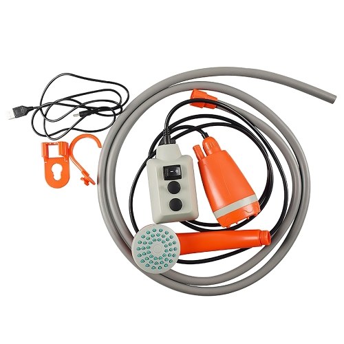 Portable Camping Shower Outdoor Camping Shower Pump Rechargeable Shower Head for Camping Hiking Traveling 